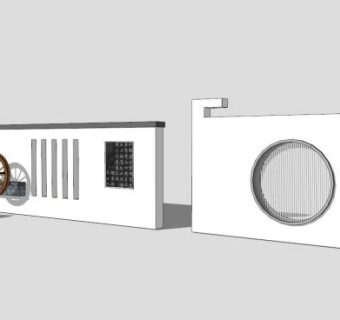新中式古典中式文化景墙SU模型下载_sketchup草图大师SKP模型