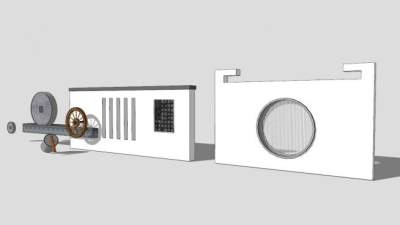 新中式古典中式文化景墙SU模型下载_sketchup草图大师SKP模型