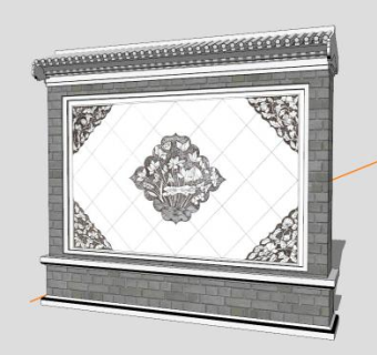 新中式古代古典景墙sketchup模型下载_sketchup草图大师SKP模型