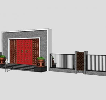 中式古典创意设计景墙sketchup模型下载_sketchup草图大师SKP模型