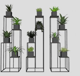 现代植物墙植物架SU模型下载_sketchup草图大师SKP模型