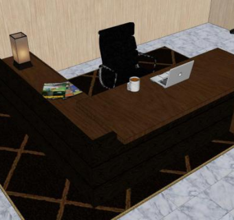 老板办公桌大班台SU模型下载_sketchup草图大师SKP模型