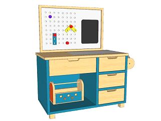 儿童书桌家具SU模型下载_sketchup草图大师SKP模型