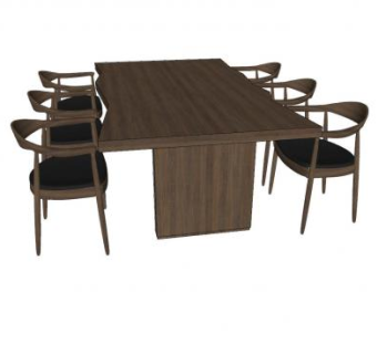 扶手椅和洽谈桌子SU模型下载_sketchup草图大师SKP模型