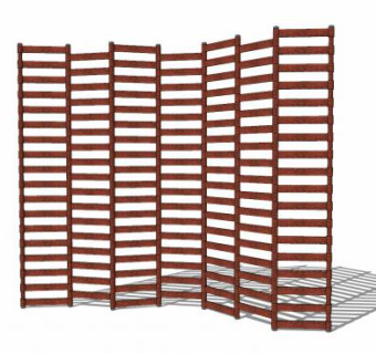 木质隔断屏风SU模型下载_sketchup草图大师SKP模型