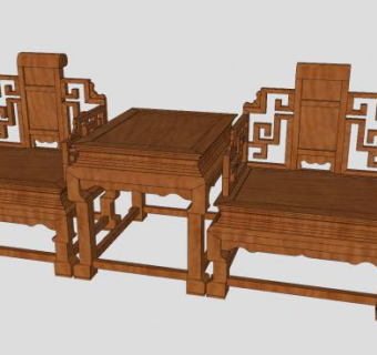 中式椅子桌子SU模型下载_sketchup草图大师SKP模型