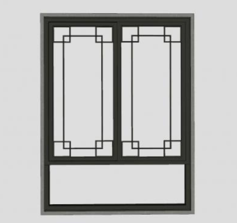 现代中式玻璃窗窗户SU模型下载_sketchup草图大师SKP模型