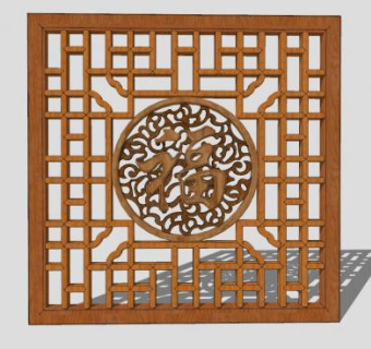 中式福字窗花SU模型下载_sketchup草图大师SKP模型