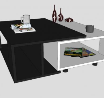 现代双色茶几SU模型下载_sketchup草图大师SKP模型