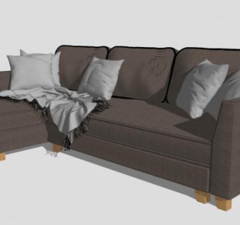 布艺短L型现代沙发家具SU模型下载_sketchup草图大师SKP模型