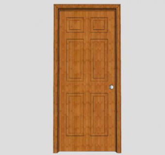 带门框的木制室内门SU模型下载_sketchup草图大师SKP模型