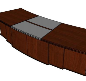 大班台老板办公桌SU模型下载_sketchup草图大师SKP模型