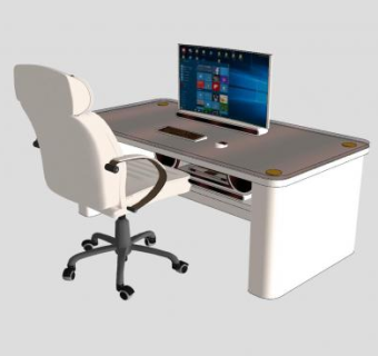 现代办公桌电脑桌旋转椅SU模型下载_sketchup草图大师SKP模型