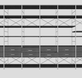 带爬梯和抽屉的书架SU模型下载_sketchup草图大师SKP模型