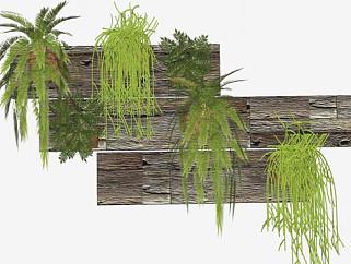 绿植花架植物装饰墙SU模型下载_sketchup草图大师SKP模型