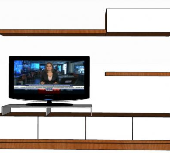 简易电视柜电视机组合SU模型下载_sketchup草图大师SKP模型