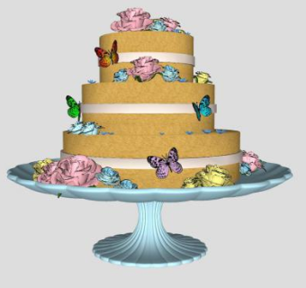 精美蛋糕花朵和蝴蝶SU模型下载_sketchup草图大师SKP模型