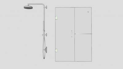 花洒和淋浴隔断SU模型下载_sketchup草图大师SKP模型