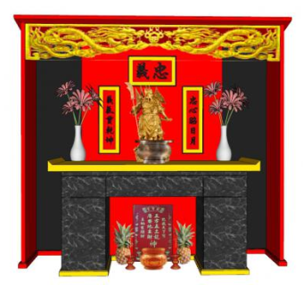 关二哥神台忠义桌SU模型下载_sketchup草图大师SKP模型