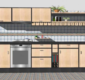 室内厨房橱柜SU模型下载_sketchup草图大师SKP模型