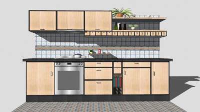 室内厨房橱柜SU模型下载_sketchup草图大师SKP模型