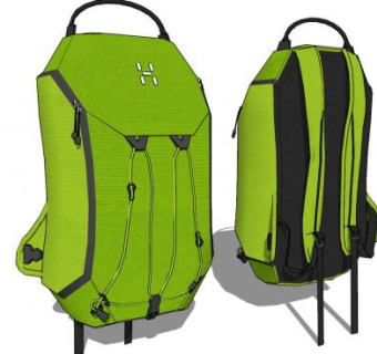 男生绿色旅行包背包书包SU模型下载_sketchup草图大师SKP模型