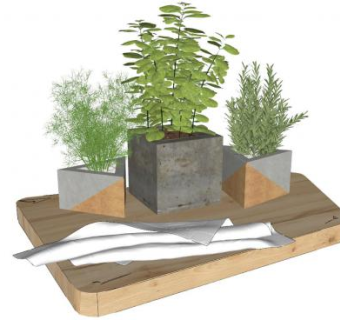 装饰植物花盆餐巾纸SU模型下载_sketchup草图大师SKP模型