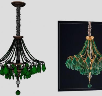 枝形绿宝石吊灯SU模型下载_sketchup草图大师SKP模型