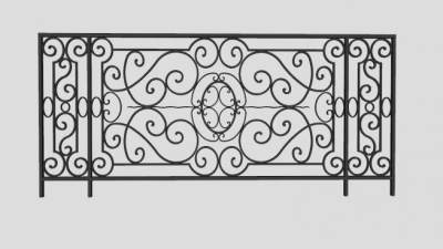 铁艺栏杆护栏SU模型下载_sketchup草图大师SKP模型