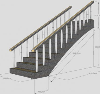 欧简室内扶梯楼梯步梯SU模型下载_sketchup草图大师SKP模型