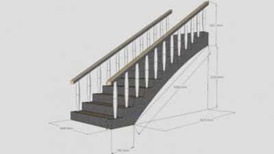 欧简室内扶梯楼梯步梯SU模型下载_sketchup草图大师SKP模型