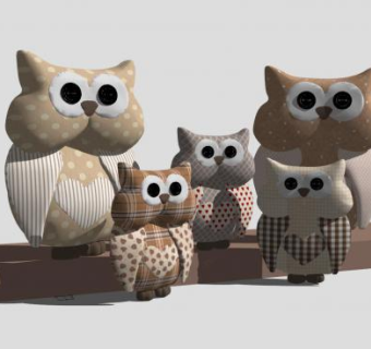 猫头鹰娃娃摆件SU模型下载_sketchup草图大师SKP模型