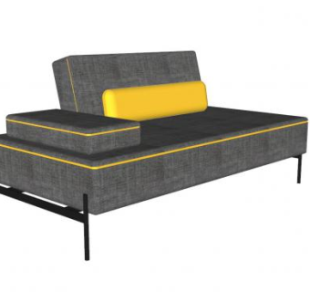 简易单人座沙发布艺家具SU模型下载_sketchup草图大师SKP模型