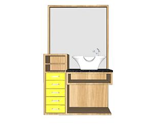 木质浴室柜家具SU模型下载_sketchup草图大师SKP模型