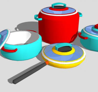 厨房用具锅头电饭锅SU模型下载_sketchup草图大师SKP模型