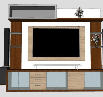 现代组合式电视柜SU模型下载_sketchup草图大师SKP模型