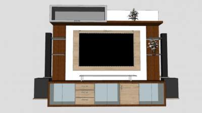 现代组合式电视柜SU模型下载_sketchup草图大师SKP模型