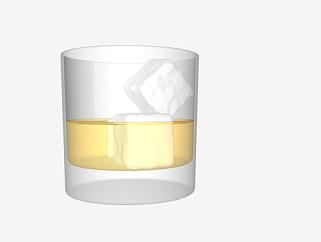 玻璃杯中的冰块酒水SU模型下载_sketchup草图大师SKP模型
