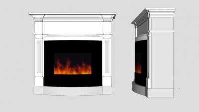 电壁炉火炉SU模型下载_sketchup草图大师SKP模型