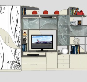房间电视柜组合柜衣柜SU模型下载_sketchup草图大师SKP模型