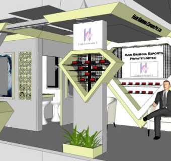 珠宝店摊位小展厅SU模型下载_sketchup草图大师SKP模型