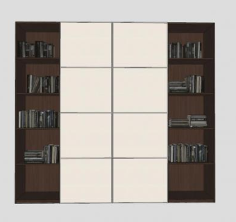 现代书柜书架SU模型下载_sketchup草图大师SKP模型