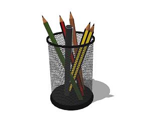 网状笔筒铅笔文具SU模型下载_sketchup草图大师SKP模型