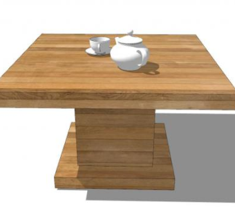 简易木质餐桌子SU模型下载_sketchup草图大师SKP模型