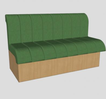 绿色木质卡座沙发SU模型下载_sketchup草图大师SKP模型