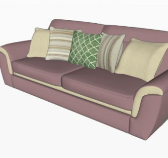 粉色现代简易皮革沙发家具SU模型下载_sketchup草图大师SKP模型