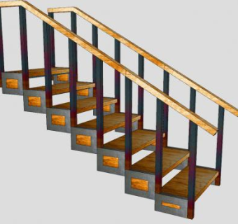 扶手直梯SU模型下载_sketchup草图大师SKP模型