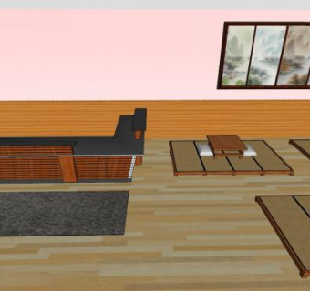 日式风格咖啡馆SU模型下载_sketchup草图大师SKP模型