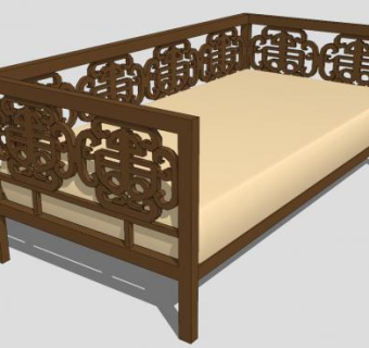 中式卧榻沙发家具SU模型下载_sketchup草图大师SKP模型