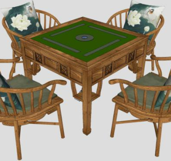中式麻将桌和扶手椅SU模型下载_sketchup草图大师SKP模型